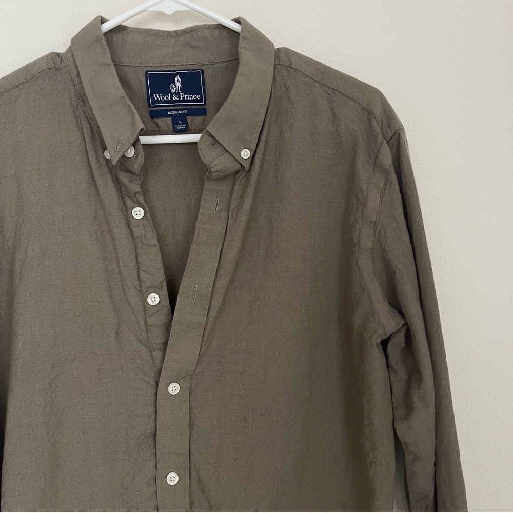 Men's Olive Casual Button Down Shirt